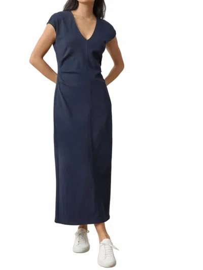 Lilla P Side Tuck Maxi Dress In Navy In Blue