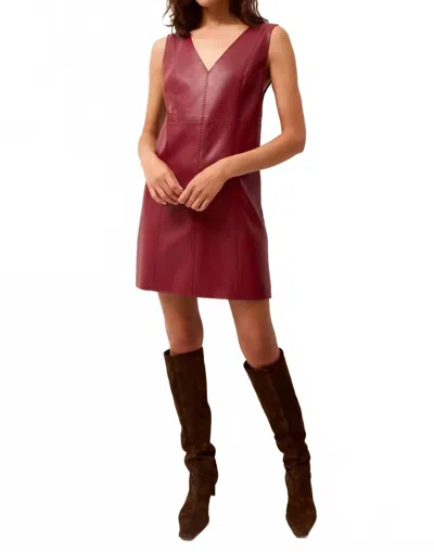 Marie Oliver Violette Faux Leather Mini Dress In Brick In Burgundy
