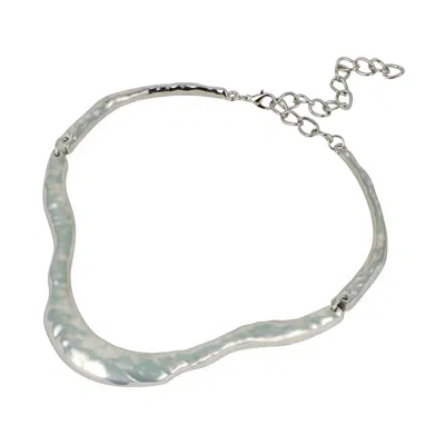 Sohi Women's The Hammered-horn Collar Necklace - Chrome Silver In Metallic