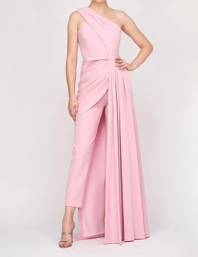 Kay Unger Theresa Walk Thru Jumpsuit In Pink Mauve In Pink