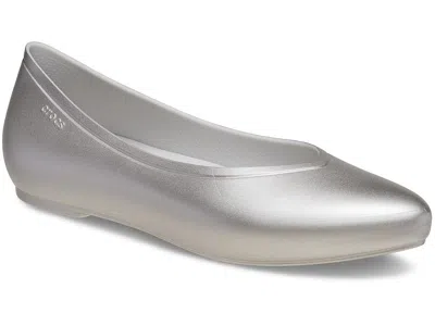 Crocs Brooklyn 210498-040 Ballet Flat Wometallic Silver Pointed Toe Zap570 In Animal Print