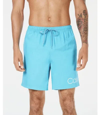 Calvin Klein Volley Swim Trunks Men's Atlantis Drawstring Waist Fts902 In Multi