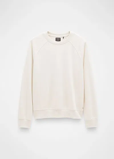 Prana Cozy Up Sweatshirt Womens Cream Fleece Lined Ribbed Oversized Gbo568 In Neutral