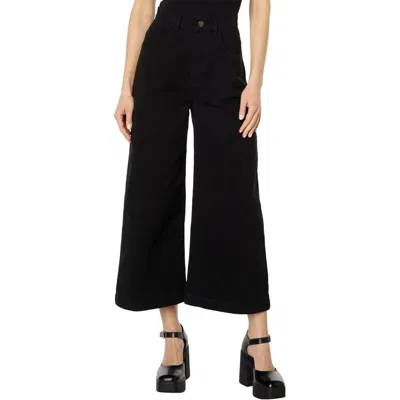 Joie Lierre Pants Women's Black Flat Front Wide-leg Cropped Zip Fly Kfc122 In Black