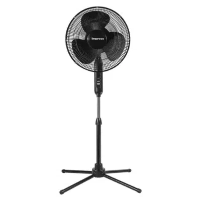 Impress Easy-assemble 3-speed 16-inch Stand Oscillating Pedestal Floor Fan In Black