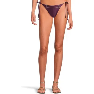 Becca Color Sheen Bikini Bottom Womens Aubergine Tie Side Swimwear Kfc215 In Purple