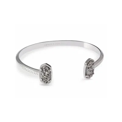 Kendra Scott Elton Silver Cuff Bracelet In Platinum Drusy In Brown