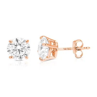 Vir Jewels 3 Cttw Lab Grown Diamond Stud Earrings In 14k Gold With Push Backs For Women In Brown