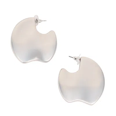 Sohi Women's The Abstract-tectonic Half-hoop Earrings - Chrome Silver In Brown