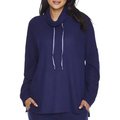 Honeydew Intimates Lounge Pro Pajama Top Women's Blue Waffle Knit Jdm833 In Blue