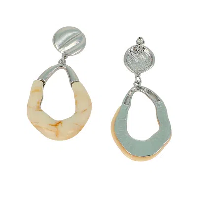 Sohi Women's The Calacatta Drop Earrings - Chrome Silver In Brown