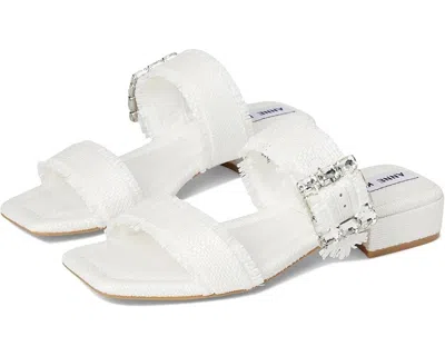 Anne Klein Lillie Sandals Women's White Raffia Square Toe Block Heel Gal610 In White