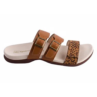 Revitalign Sandals Women's Saddle Cheetah Print Open Toe Slide Gal259 In Brown