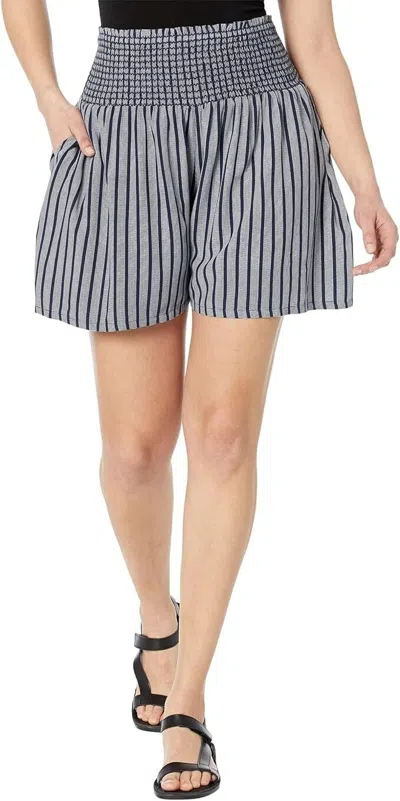 Carve Designs Leah Shorts Women's Navy Striped Smocked Pull-on Outdoor Jdm568 In Blue