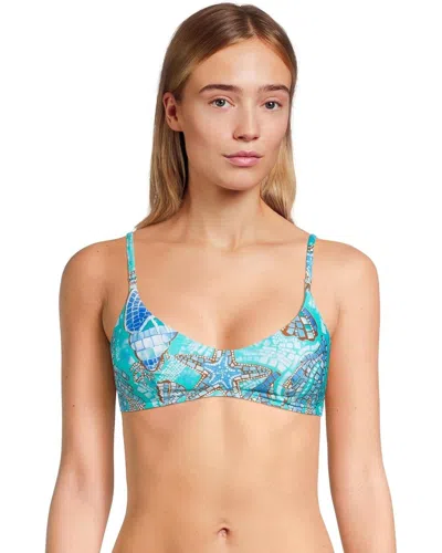 Seafolly La Mer Bralette Bra Women Aquatic Blue Stretch Swimwear Beachy Red337 In Blue