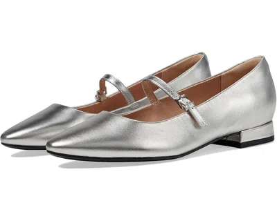 Rockport Taren Dress Flats Wosilver Leather Pointed Toe Slip-on Rhs5124 In Silver