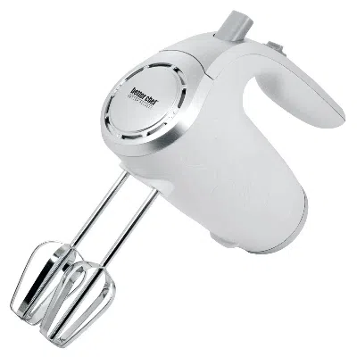Better Chef 5-speed 150w Hand Mixer With Silver Accents And Storage Clip In White