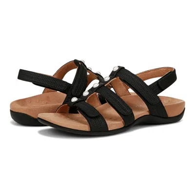 Vionic Amber I8708s1001 Sandals Woblack Adjustable Strap Slingback Zap449 In Black