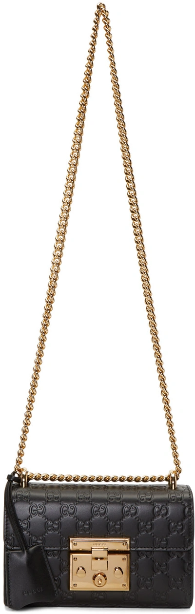 Gucci Small Padlock Signature Leather Shoulder Bag In Black ModeSens