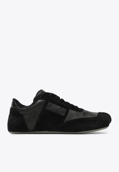 Mm6 Maison Margiela Black Leather And Suede Anatomic Sneakers
