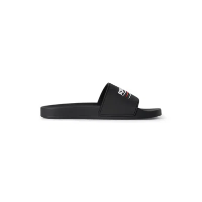 Balenciaga Slide Sandals With Open Toe And Flat Sole In Black