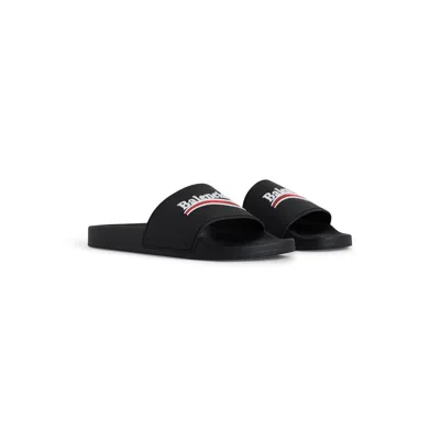Balenciaga Slide Sandals With Open Toe And Flat Sole In Black