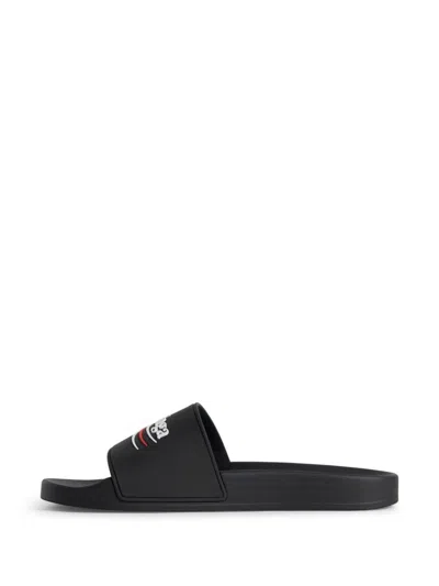 Balenciaga Slide Sandals With Open Toe And Flat Sole In Black