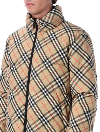 Burberry Quilted Jacket With Distinctive Plaid Pattern In Metallic