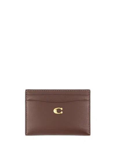 Coach Refined Calf Leather Essential Card Case In Brown