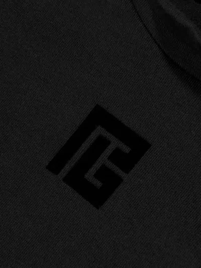 Balmain Girls Monogram Logo Top In Black