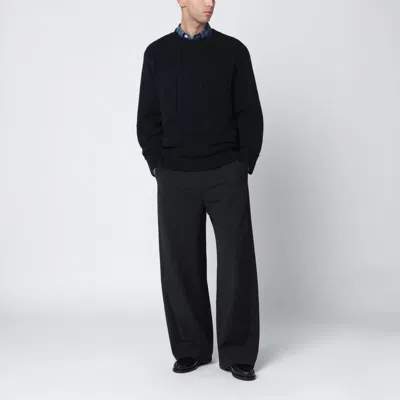 Namacheko Wool Crew Neck Sweater With Elbow Patches In Blue