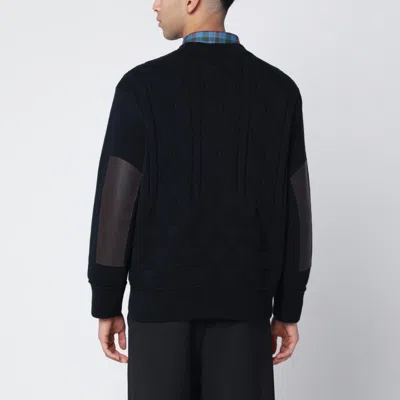 Namacheko Wool Crew Neck Sweater With Elbow Patches In Blue