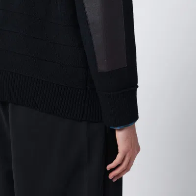 Namacheko Wool Crew Neck Sweater With Elbow Patches In Blue