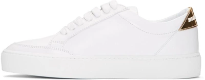 Shop Burberry White Leather Salmond Sneakers In White/gold