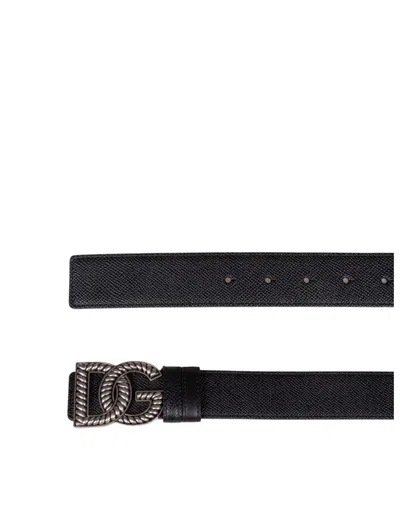 Dolce & Gabbana Calfskin Belt In Black
