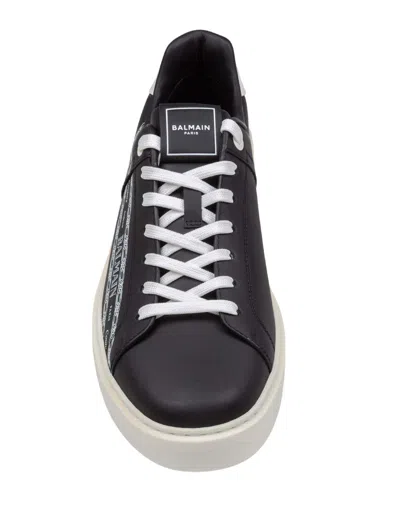 Balmain B-court Printed Calfskin Trainers In Black
