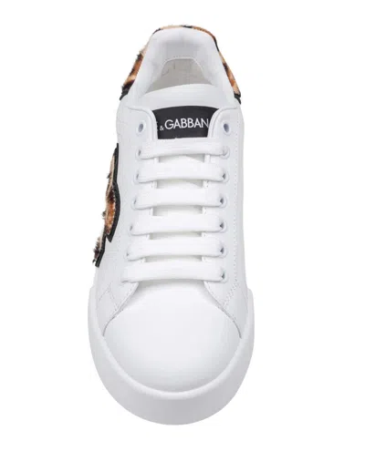 Dolce & Gabbana Women Portofino Letaher Light Strobel Sneakers In White