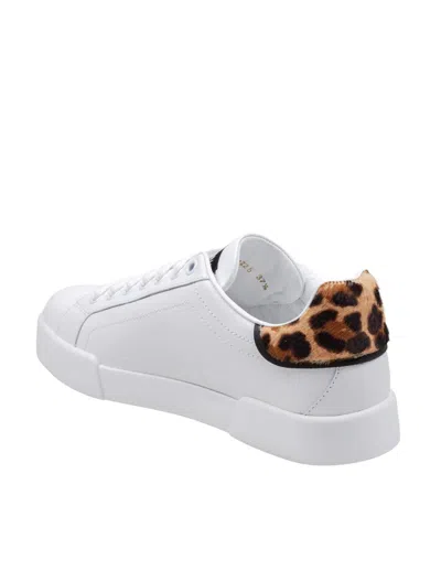 Dolce & Gabbana Women Portofino Letaher Light Strobel Sneakers In White