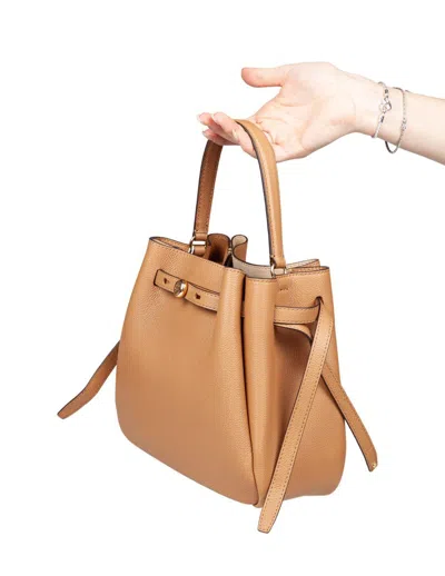 Tory Burch Hammered Leather Bucket Bag In Brown