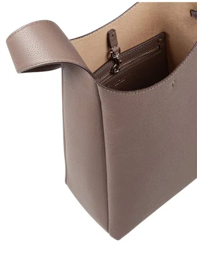 Tory Burch The Romy Small Hobo Bag Is Made Of Soft Hammered Leather In Brown