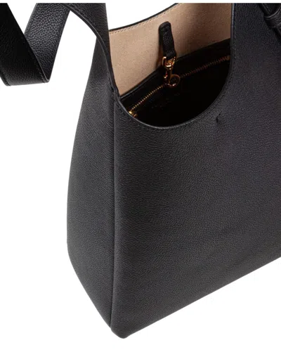 Tory Burch The Romy Small Hobo Bag Is Made Of Soft Hammered Leather In Black