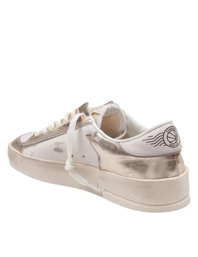 Golden Goose Sneakers Stardan In Leather Color White And Platinum In Silver