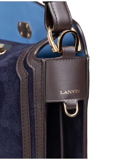 Lanvin Asymmetrical Compagnon Suede Bag In Blue