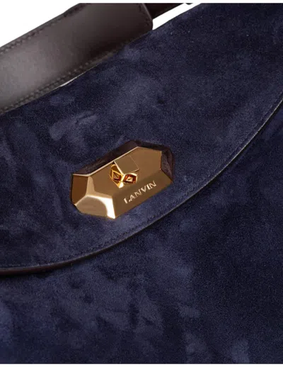 Lanvin Asymmetrical Compagnon Suede Bag In Blue