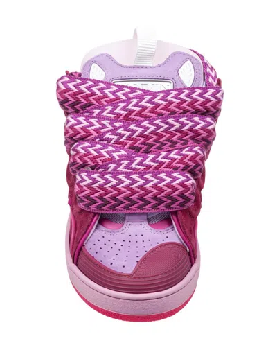 Lanvin Leather Blend Sneakers Featuring Contrast Stitching In Purple