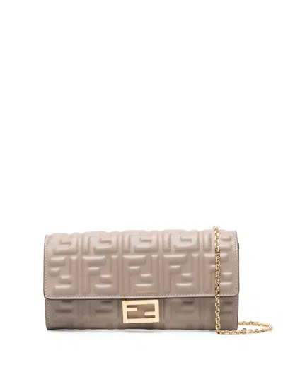 Fendi "baguette" Crossbody Wallet In Gray