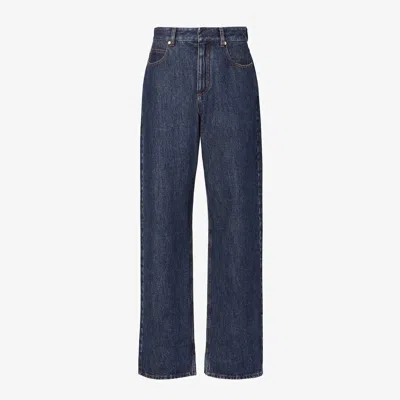 Fendi Textured Denim Jeans In Blue