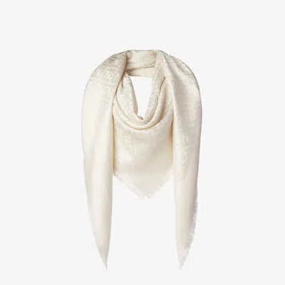Fendi Ff Scarf In Silk And Wool In White