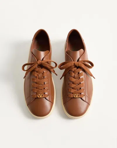 Valentino Garavani Royco Trainer In Nappa Calfskin In Tobacco