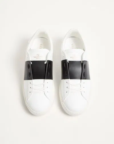 Valentino Garavani Open Leather Sneakers With Contrast Band And Stud Details Shoes In White